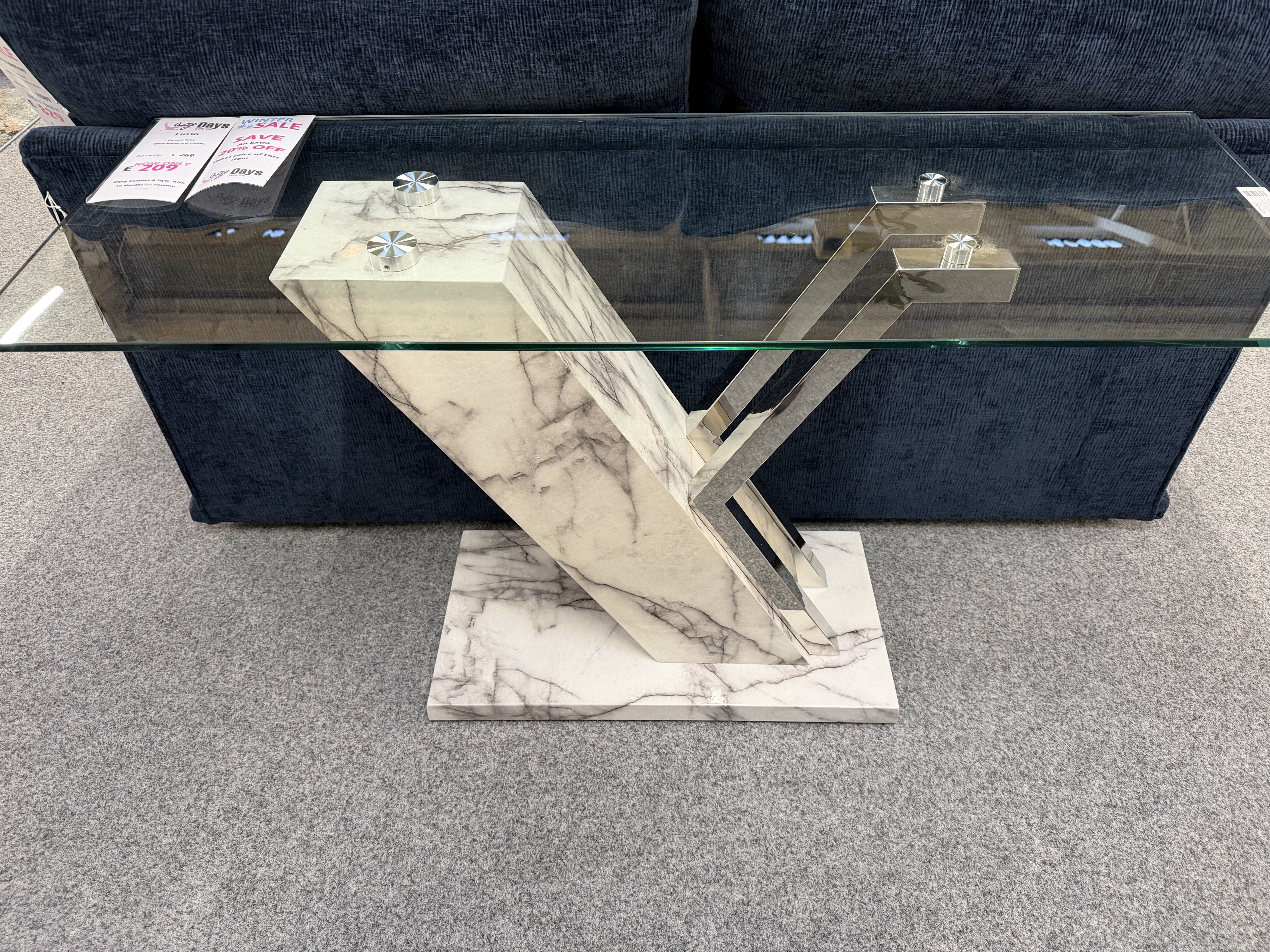 Console Table White Marble And Chrome - Extra 20% Off Ticket Price